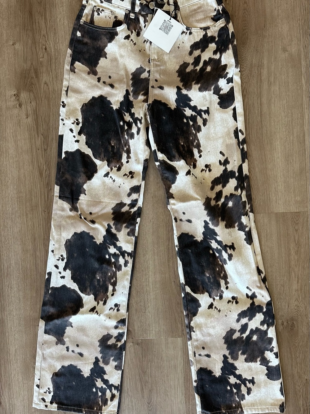 PIRAL Cow Print Jeans - Black, Brown & Cream